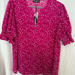 Karl Lagerfeld Pink Polka Dot Women's Top